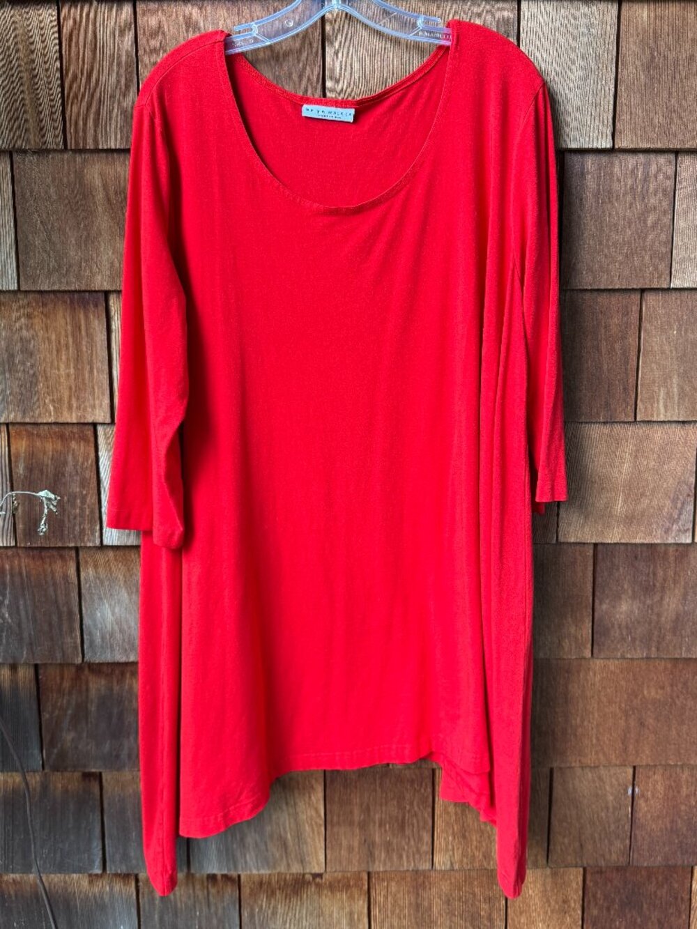 Bryn Walker Bold Red Three-Quarter Sleeve Knit Tunic in Women's X-Large